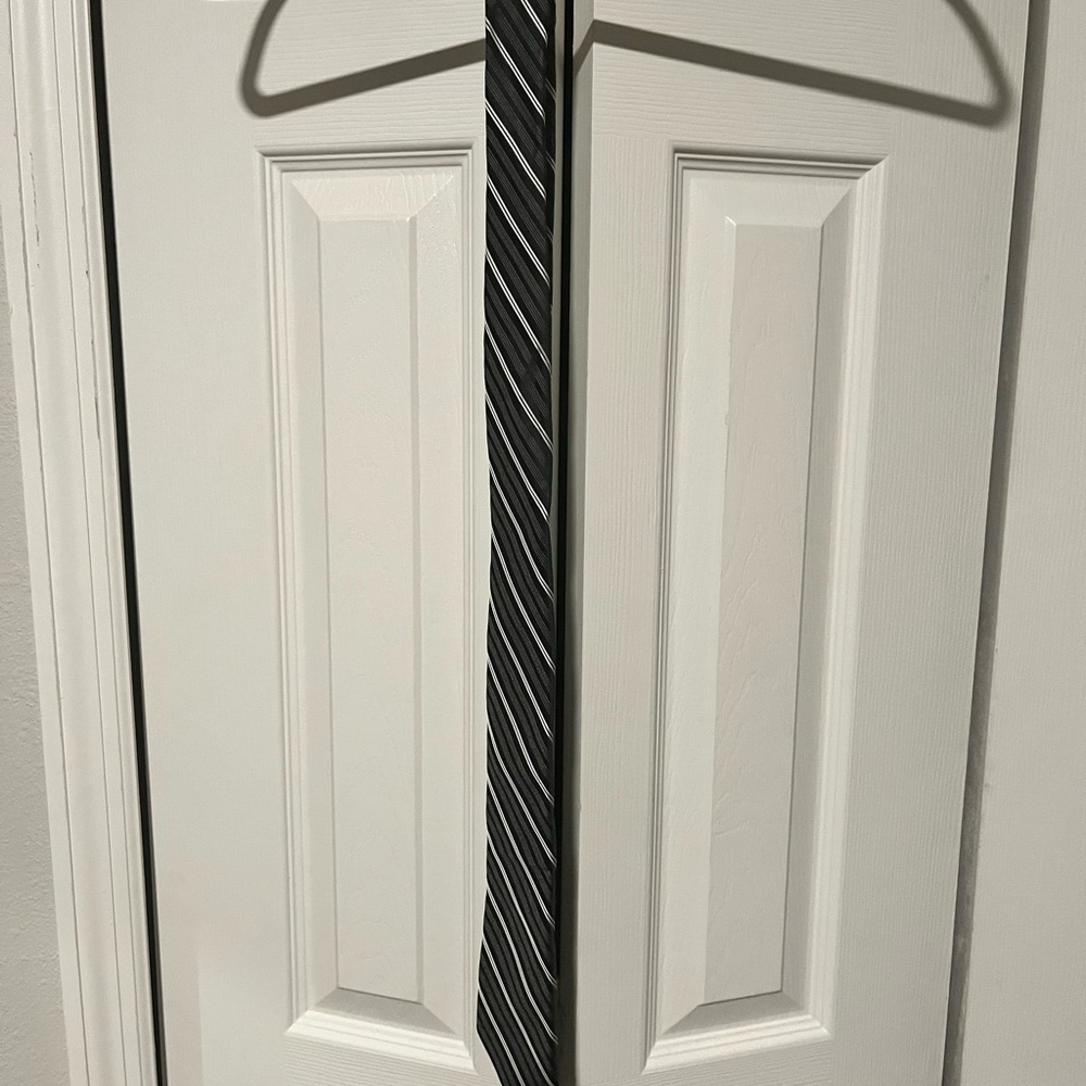 Stylish Black and Gray Striped Tie